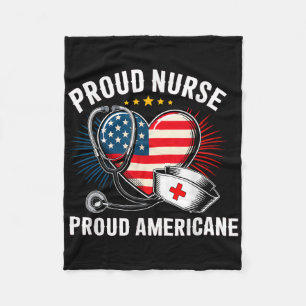 Patriotic Nurse American Flag Heart Independence D Fleece Blanket