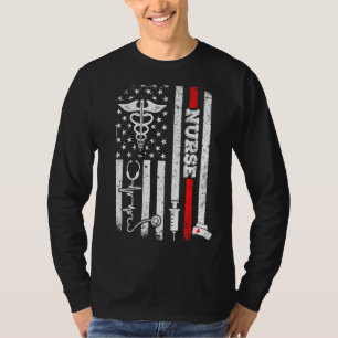 Patriotic Nurse Us Flag Graduating School Bday Rn T-Shirt