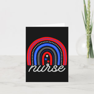 Patriotic Nurse Usa Flag Rainbow 4th Of July Card