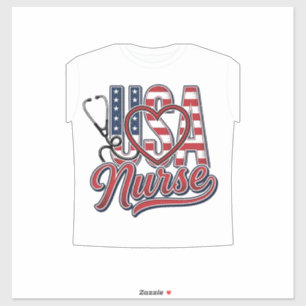 Patriotic Nurse USA Heart Stethoscope Shirt Design