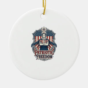 Patriotic Nurse Vector Graphic Tee_1 Ceramic Ornament
