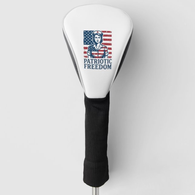 Patriotic Nurse Vector Graphic Tee Golf Head Cover (Front)