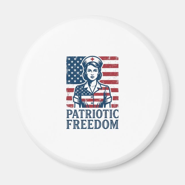 Patriotic Nurse Vector Graphic Tee Magnet (Front)