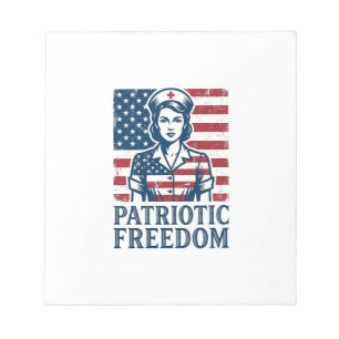 Patriotic Nurse Vector Graphic Tee Notepad