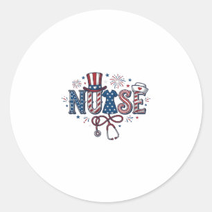 Patriotic Nurse Vintage Engraving Vector Design_1 Classic Round Sticker