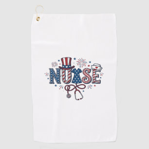 Patriotic Nurse Vintage Engraving Vector Design_1 Golf Towel