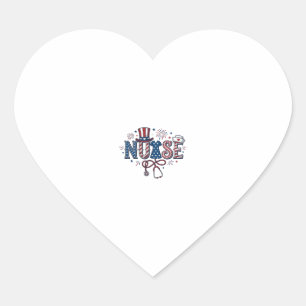 Patriotic Nurse Vintage Engraving Vector Design_1 Heart Sticker