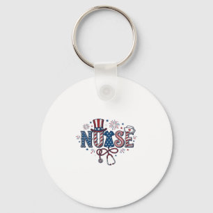 Patriotic Nurse Vintage Engraving Vector Design_1 Keychain