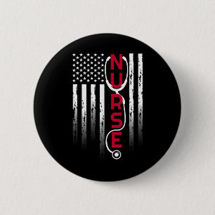 Patriotic Nurse With Flag Stethoscope For Rn  2 Inch Round Button