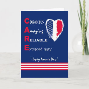 Patriotic Nurses Day with CARE and Heart Card