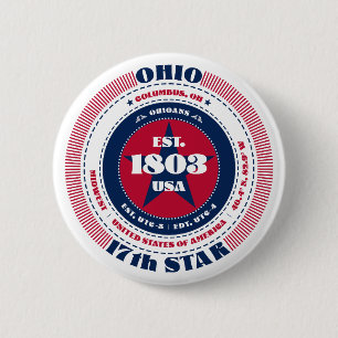 Patriotic Ohio Circle with State Details 2 Inch Round Button