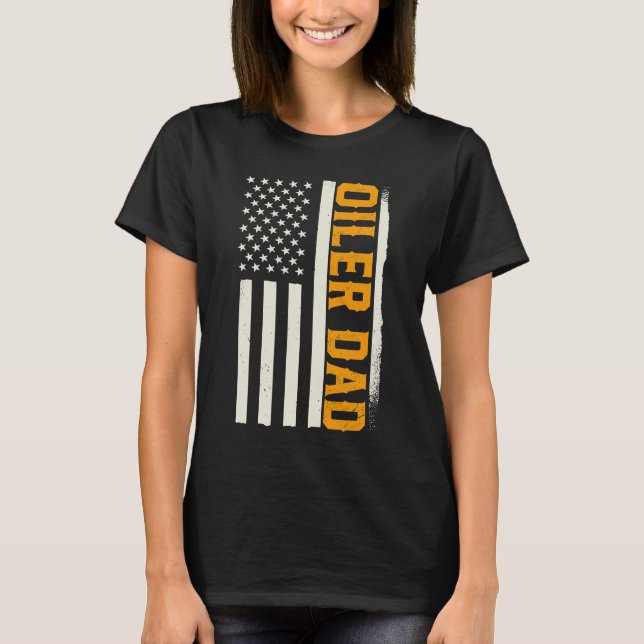 Patriotic Oil Drilling Platform Driller Roughneck  T-Shirt (Front)
