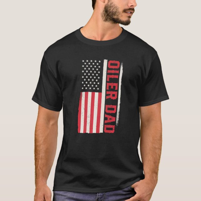 Patriotic Oil Drilling Platform Driller Roughneck  T-Shirt (Front)