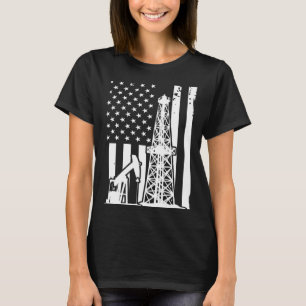 Patriotic Oilfielder Oildrilling American Flag Oil T-Shirt