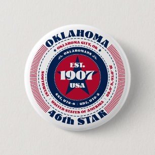 Patriotic Oklahoma Circle with State Details 2 Inch Round Button