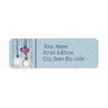 Patriotic Ornaments, Christmas<br><div class="desc">This patriotic Christmas address label has my drawing of ornaments hanging from ribbons. There is a heart shaped ornament with red and white stripes. The upper right corner is blue with white stars. There is a white ornament with tiny blue and red stars. And a translucent red ornament. The ribbons...</div>