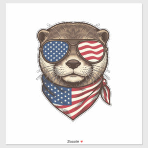 Patriotic Otter Vector Vintage Engraving Shirt Des