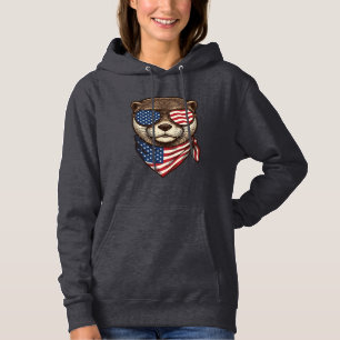 Patriotic Otter Vector Vintage Engraving Shirt Des