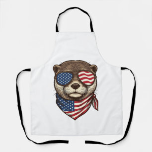 Patriotic Otter Vector Vintage Engraving Shirt Des Apron