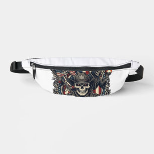 Patriotic Outlaw Skull Sheriff Dark Patriot Skelet Fanny Pack