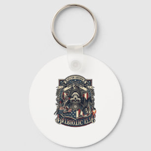 Patriotic Outlaw Skull Sheriff Dark Patriot Skelet Keychain