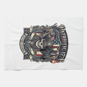 Patriotic Outlaw Skull Sheriff Dark Patriot Skelet Kitchen Towel