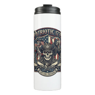 Patriotic Outlaw Skull Sheriff Dark Patriot Skelet Thermal Tumbler