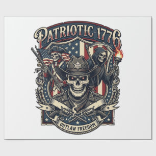 Patriotic Outlaw Skull Sheriff Dark Patriot Skelet Wrapping Paper