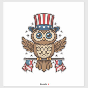 Patriotic Owl Vintage Engraving Graphic_1