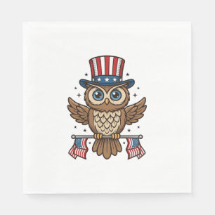 Patriotic Owl Vintage Engraving Graphic_1 Napkin