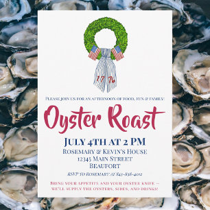 Patriotic Oyster Roast   America 250 Wreath Party Invitation