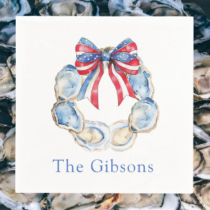Patriotic Oyster Wreath Personalized Napkin