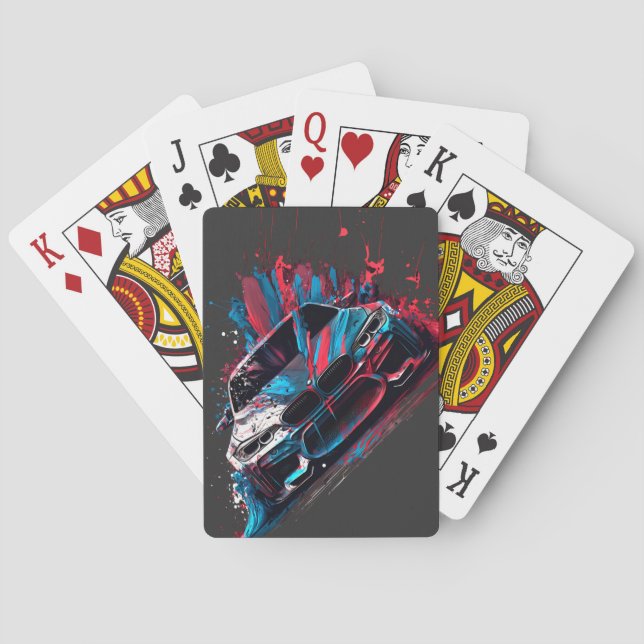 Patriotic Paint Splatter BMW Playing Cards (Back)