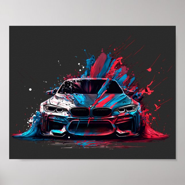 Patriotic Paint Splatter BMW Poster (Front)