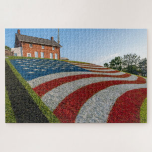 Patriotic Painted American Flag Jigsaw Puzzle