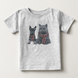 Patriotic Pals: UK Dog and Cat Baby T-Shirt