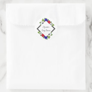 Patriotic Panda Anemone Baby Shower Classic Round Sticker