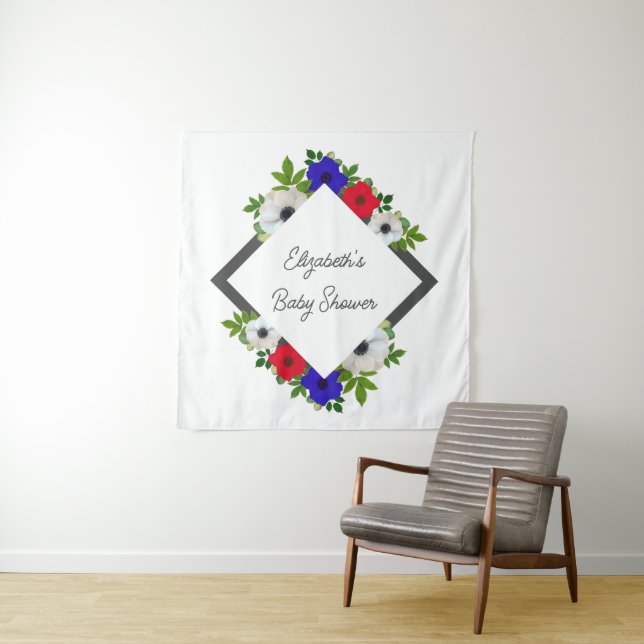 Patriotic Panda Anemone Baby Shower Tapestry (In Situ)