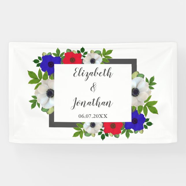 Patriotic Panda Anemone Wedding Banner (Horizontal)
