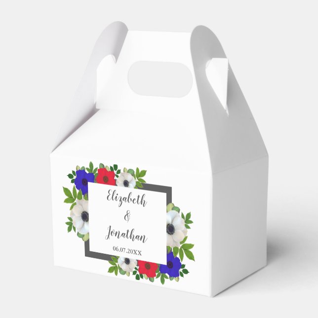 Patriotic Panda Anemone Wedding Favor Box (Front Side)
