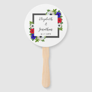 Patriotic Panda Anemone Wedding Hand Fan