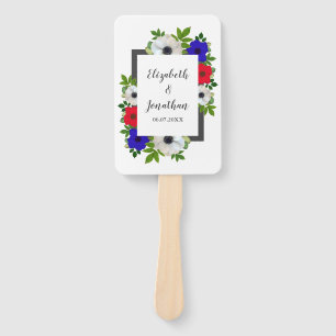 Patriotic Panda Anemone Wedding Hand Fan