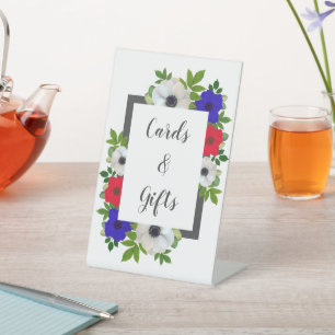 Patriotic Panda Anemone Wedding Pedestal Sign