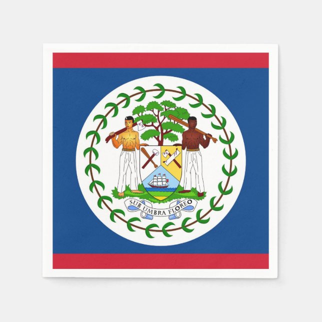 Patriotic paper napkins with flag of Belize (Front)