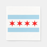 Patriotic paper napkins with flag of Chicago