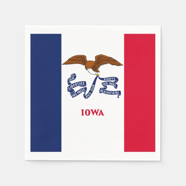 Patriotic paper napkins with flag of Iowa (Front)