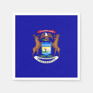 Patriotic paper napkins with flag of Michigan