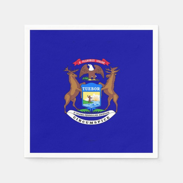 Patriotic paper napkins with flag of Michigan (Front)