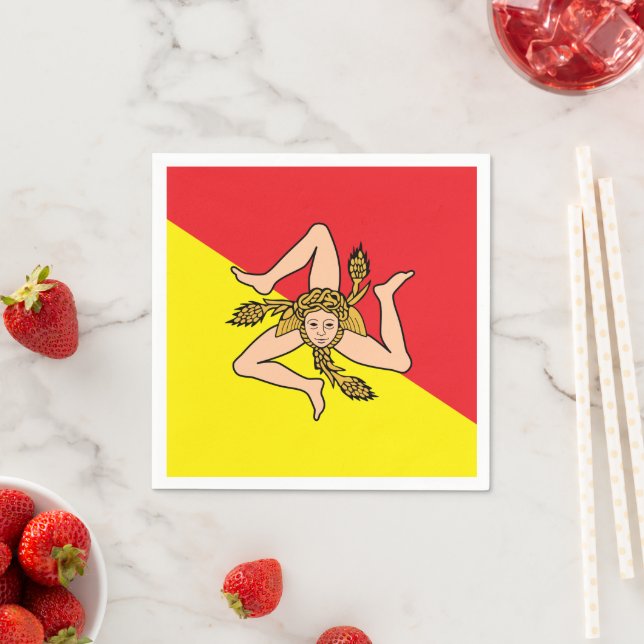 Patriotic paper napkins with flag of Sicily (Insitu)
