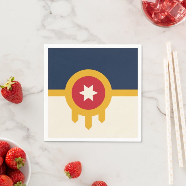 Patriotic paper napkins with flag of Tulsa City (Insitu)